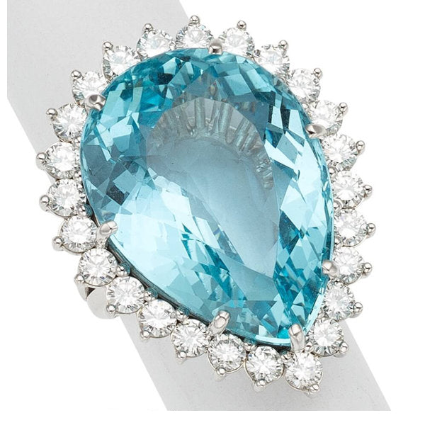 Aquamarine, Diamond, White Gold Ring