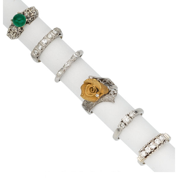 Diamond, Emerald, Platinum, Gold Rings