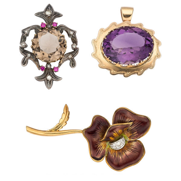 Diamond, Multi-stone, Enamel, Gold, Silver-Topped Gold Jewelry