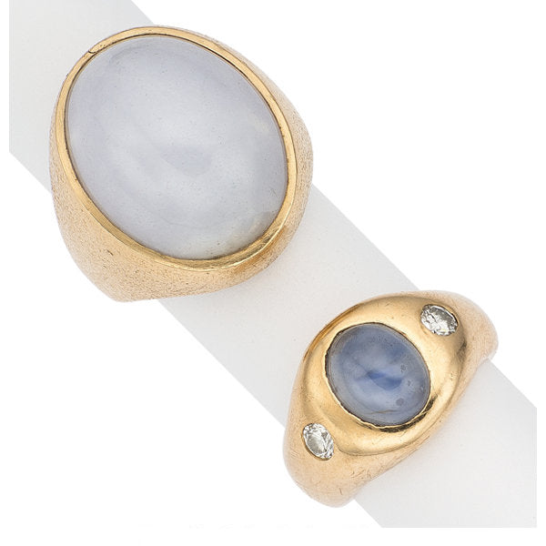 Diamond, Star Sapphire, Jadeite Jade, Gold Rings