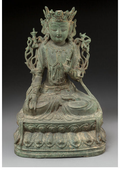 A Chinese Bronze Seated Bodhisattva Figure, 17th century