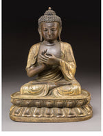 A Large Sino-Tibetan Bronze Seated Shakyamuni Figure, 19th Century