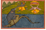 An Indian Bhagavata Purana Gouache Folio Illustration Depicting Vishnu and The Liberation of Garuda