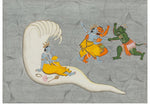 An Indian Bhagavata Purana Gouache Folio Illustration Depicting a Vishnu Varaha Avatar Battling Hiranyaksha