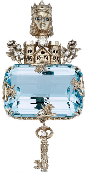Aquamarine, Diamond, Sapphire, Gold Pendant, Haus