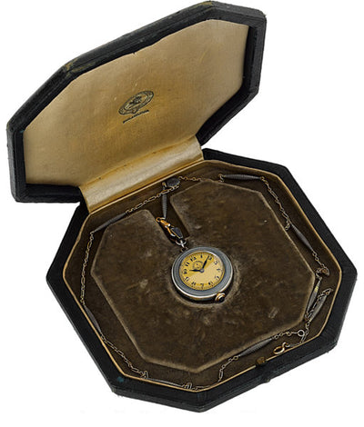 Bailey, Banks & Biddle Enameled Pendant Watch, Chain & Original Box