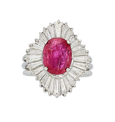 Burma Ruby, Diamond, Platinum Ring