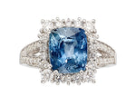 Burma Sapphire, Diamond, White Gold Ring