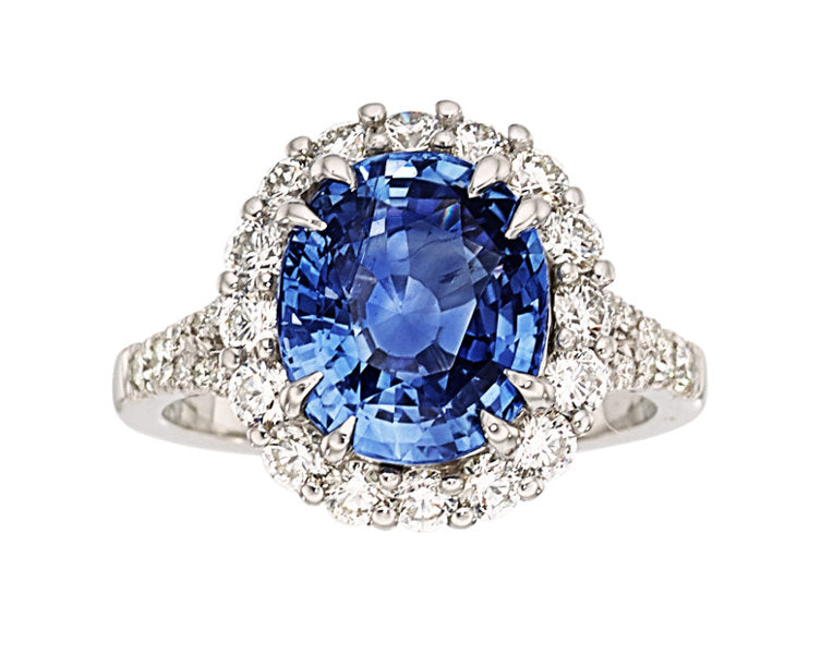 Ceylon Sapphire, Diamond, Platinum Ring
