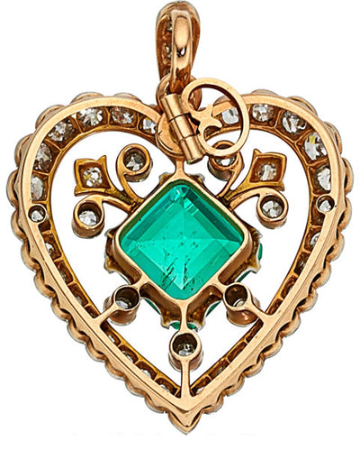 Colombian Emerald, Diamond, Platinum-Topped Gold Pendant