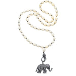 Diamond, Bone, Multi-Stone, Silver Pendant-Necklace