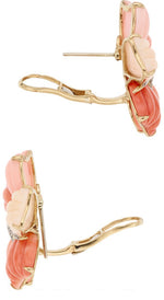Diamond, Coral, Gold Earrings