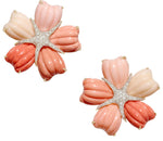 Diamond, Coral, Gold Earrings