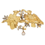 Diamond, Cultured Pearl, Gold Brooch