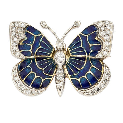 Diamond, Enamel, Platinum-Topped Gold Brooch