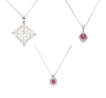 Diamond, Irradiated Blue Diamond, Ruby, Platinum, White Gold, White Metal, Pendant-Necklace
