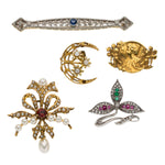 Diamond, Multi-Stone, Cultured Pearl, Gold Brooches