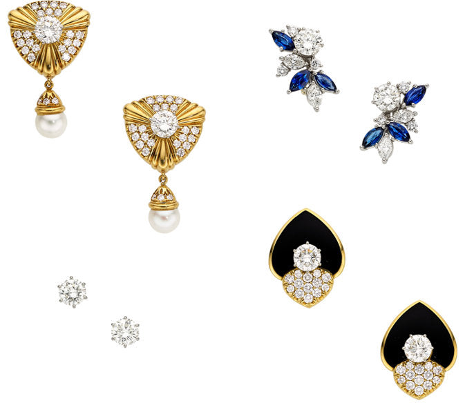 Diamond, Multi-Stone, Cultured Pearl, Platinum, Gold Earrings and Jackets, Leverington