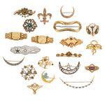 Diamond, Multi-Stone, Seed Pearl, Enamel, Gold, Yellow Metal Brooches