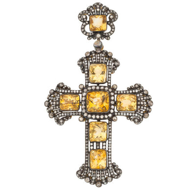 Diamond, Multi-Stone, Silver-Topped Gold Pendant-Brooch