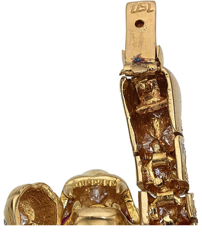 Diamond, Ruby, Gold Bracelet-Brooch