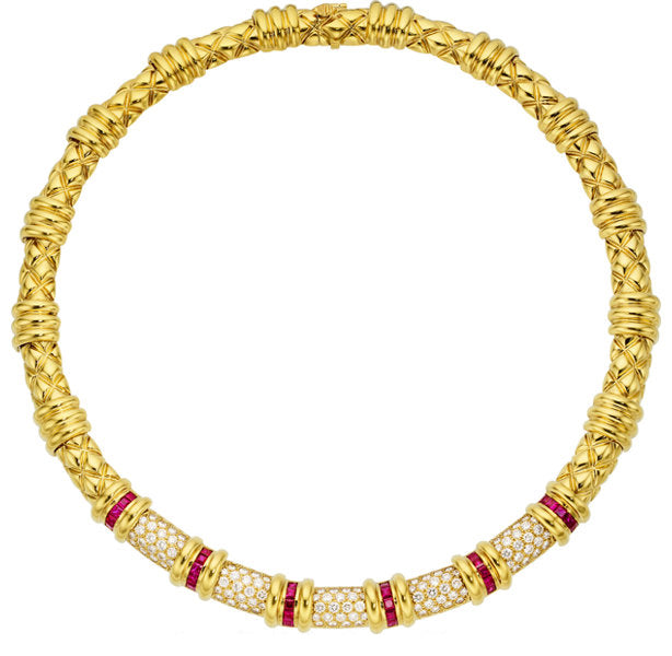 Diamond, Ruby, Gold Necklace, Asprey