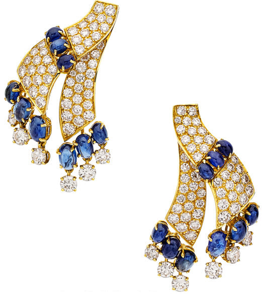 Diamond, Sapphire, Gold Earrings, M. Gérard, French