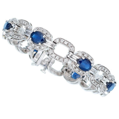 Diamond, Sapphire, White Gold Bracelet