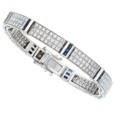 Diamond, Sapphire, White Gold Bracelet