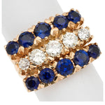Diamond, Synthetic Sapphire, Gold Ring