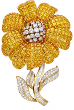 Diamond, Yellow Sapphire, Gold Brooch