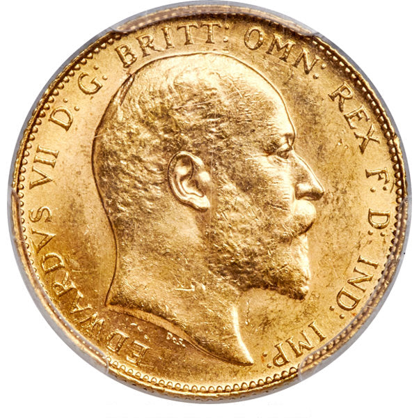 Edward VII gold Sovereign 1910-C MS63 PCGS