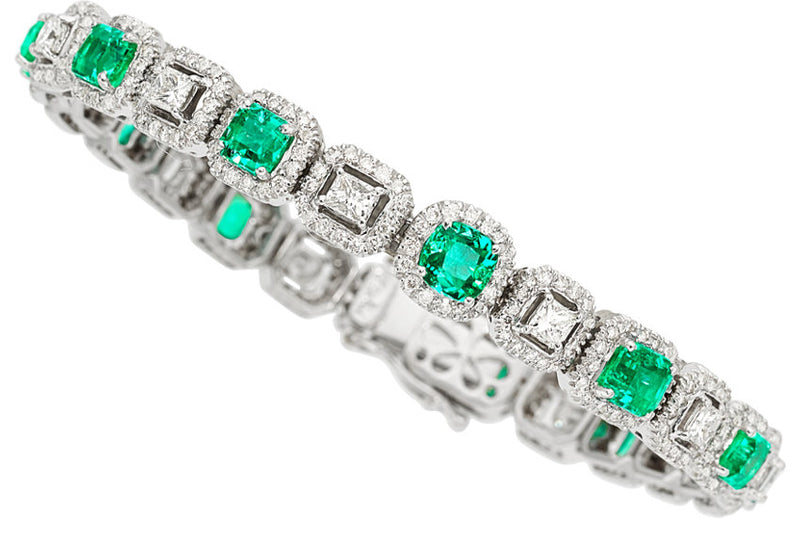 Emerald, Diamond, White Gold Bracelet