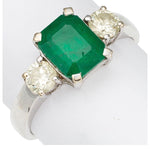 Emerald, Diamond, White Gold Ring