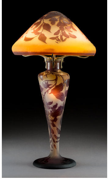 Gallé Overlay Glass Wisteria Table Lamp