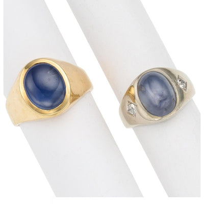 Gentleman's Star Sapphire, Diamond, Gold Rings
