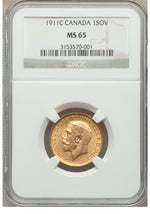 George V gold Sovereign 1911-C MS65 NGC