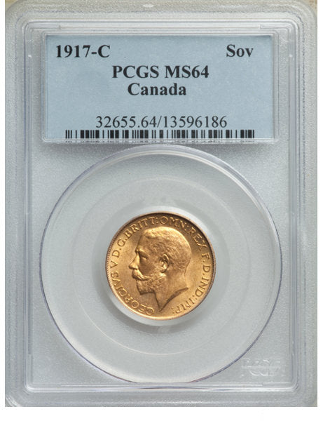 George V gold Sovereign 1917-C MS64 PCGS