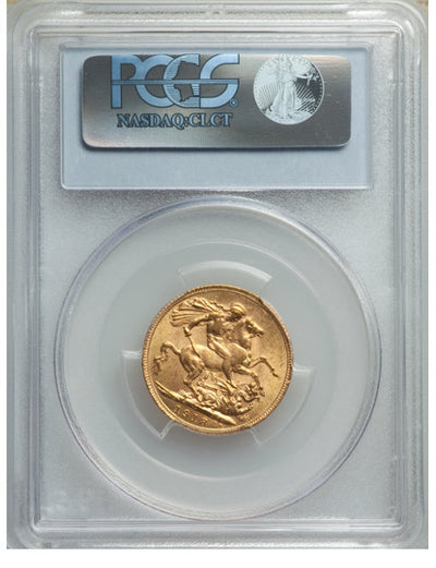 George V gold Sovereign 1918-C MS63+ PCGS