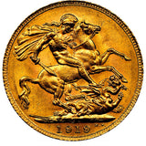 George V gold Sovereign 1919-C MS63 NGC