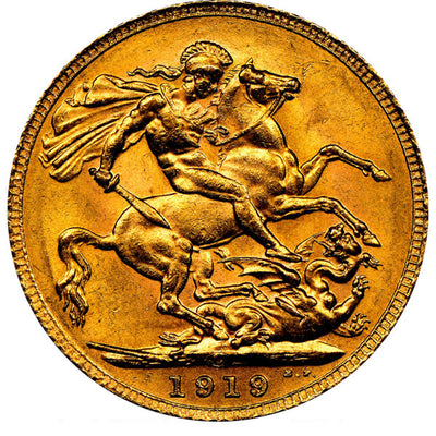 George V gold Sovereign 1919-C MS63 NGC