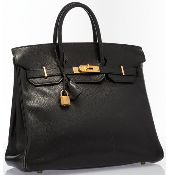 Hermes 32cm Black Ardennes Leather HAC Birkin Bag with Gold Hardware