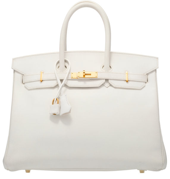 Hermes 35cm White Epsom Leather Birkin Bag with Gold Hardware