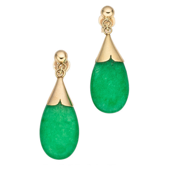 Jadeite Jade, Gold Earrings
