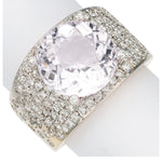 Kunzite, Diamond, White Gold Ring