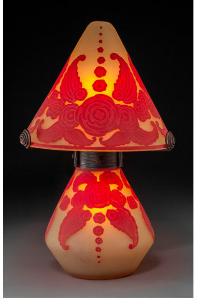Muller Freres Overlay Glass Cone Lamp