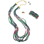 Multi-Color Sapphire, Emerald, Gold Jewelry Suite