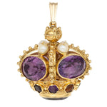 Multi-Stone, Cultured Pearl, Gold Pendant