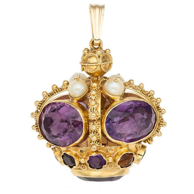 Multi-Stone, Cultured Pearl, Gold Pendant