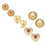 Multi-Stone, Cultured Pearl, Platinum, Gold Earrings
